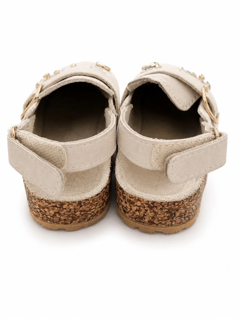 bebe Beige Embellished Slingback Baby Shoes